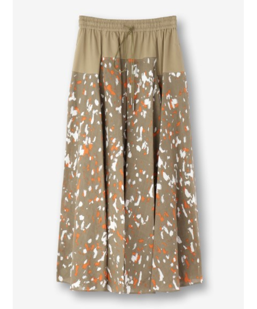 リネン プリント柄 フレアスカート