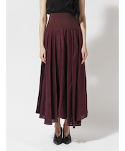 リネン バンドウエストフレアスカート