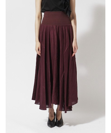 リネン バンドウエストフレアスカート