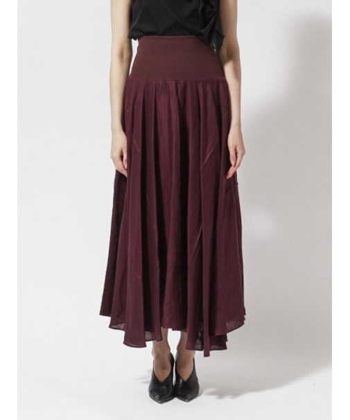 リネン バンドウエストフレアスカート