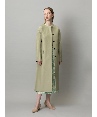 コットンシルク ダブルクロス ノーカラーコート