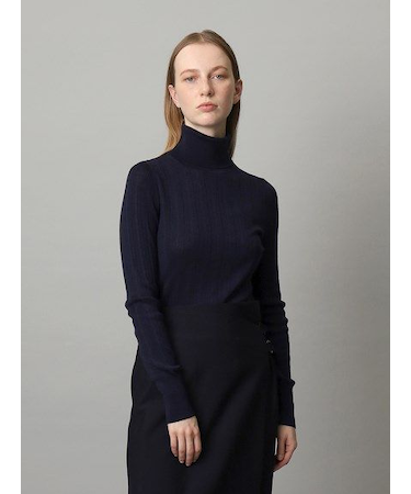 ウールシルク タートルネックニット