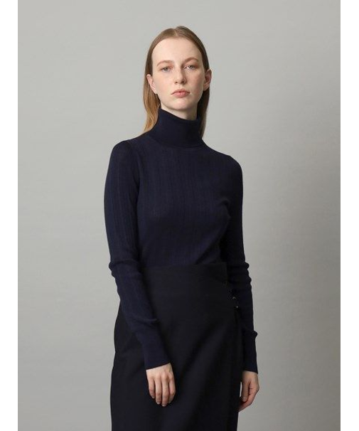ウールシルク タートルネックニット
