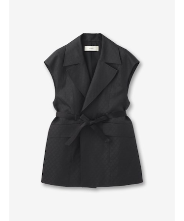 格子織柄ラペルドベスト