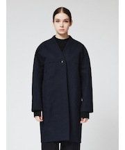 ノーカラーVネックコート