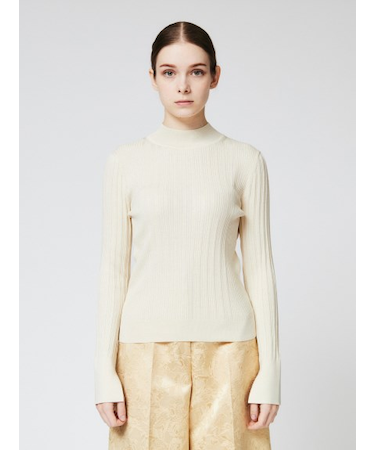 コットンシルク ハイネックニット