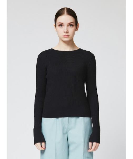 シルク混 スリットスリーブニット