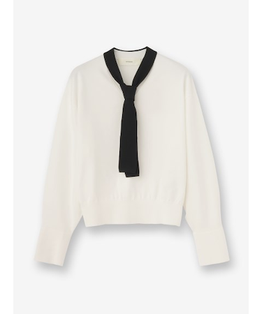 ボウタイニットトップ