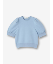 シルク混 パフスリーブ半袖ニット