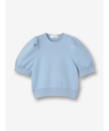 シルク混 パフスリーブ半袖ニット