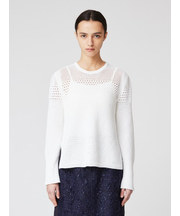 透かし編みクルーネックニット