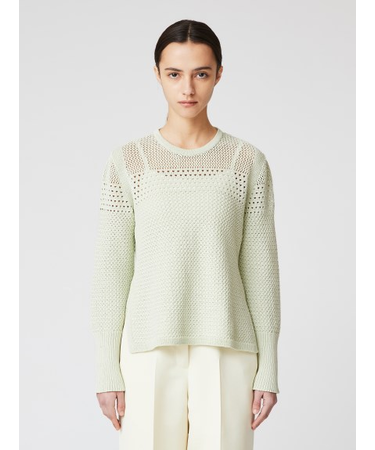 透かし編みクルーネックニット