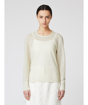 リネン混 クルーネックニットソー