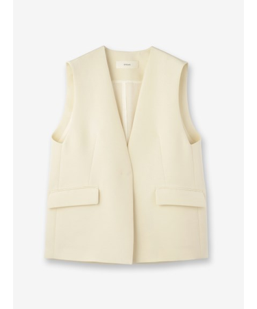 ウールシルク Vネック比翼ベスト