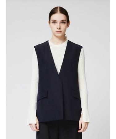 ウールシルク Vネック比翼ベスト