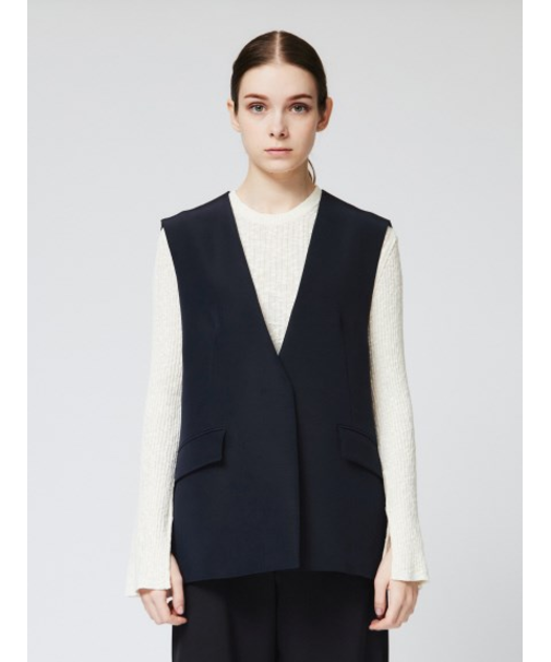 ウールシルク Vネック比翼ベスト