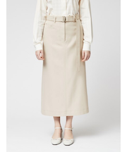 シャンブレー スリットセミタイトスカート