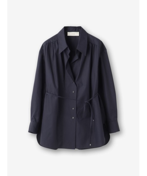 ストライプ ワイドカラーブラウス