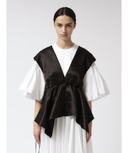 リネン混 Vネックブラウス