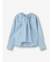 コットンポプリン ボウタイブラウス