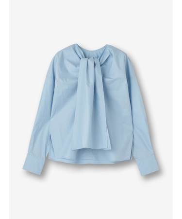 コットンポプリン ボウタイブラウス