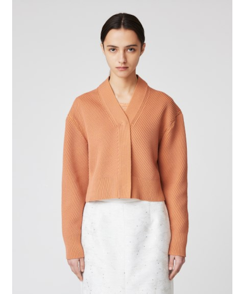 綾リブ編みニットカーディガン