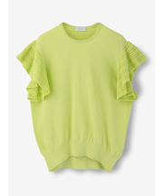 コットンシルク  ラッフルスリーブニット