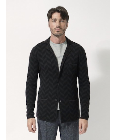 ジオメトリック柄ニットジャケット