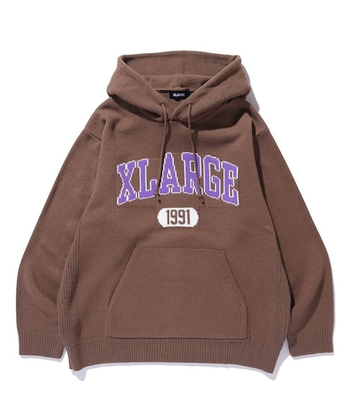 COLLEGE LOGO KNIT PULLOVER HOODIE