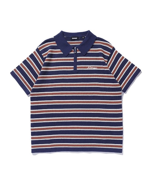 STRIPED KNIT POLO SHIRT