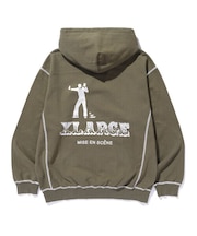 CONTRAST STITCH PULLOVER HOODED SWEATSHIRT