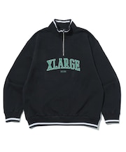STRIPED RIB HALF ZIP SWEATSHIRT
