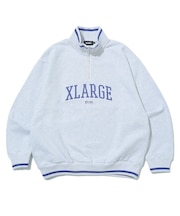STRIPED RIB HALF ZIP SWEATSHIRT