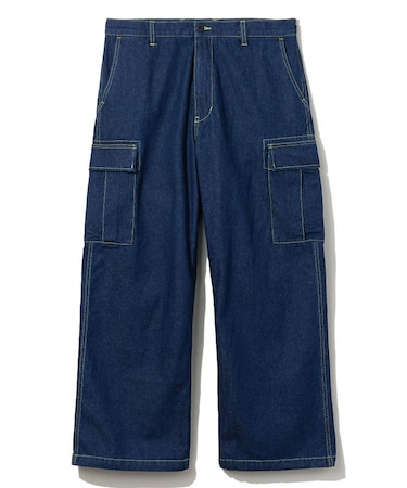 COLOR STITCHED DENIM CARGO PANTS