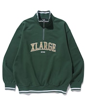 STRIPED RIB HALF ZIP SWEATSHIRT