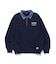 DENIM COLLAR HALF ZIP SWEATSHIRT