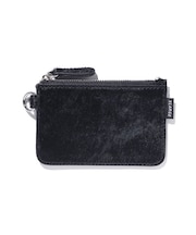 COW FUR COATED COIN AND CARD CASE