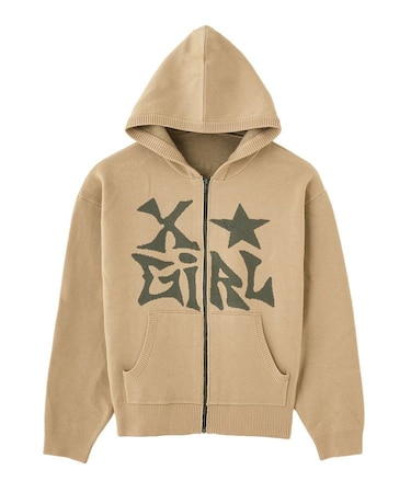 JACQUARD KNIT ZIP UP HOODIE