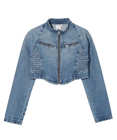 ZIP UP STAND COLLAR DENIM JACKET
