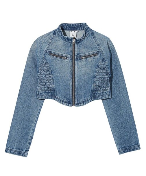ZIP UP STAND COLLAR DENIM JACKET