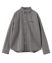 SCRIPT LOGO BLEACHED DENIM SHIRT
