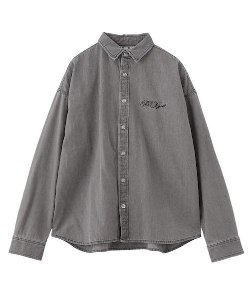 SCRIPT LOGO BLEACHED DENIM SHIRT