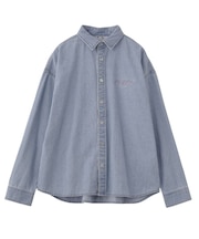 SCRIPT LOGO BLEACHED DENIM SHIRT