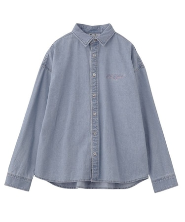 SCRIPT LOGO BLEACHED DENIM SHIRT