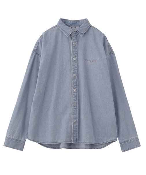 SCRIPT LOGO BLEACHED DENIM SHIRT