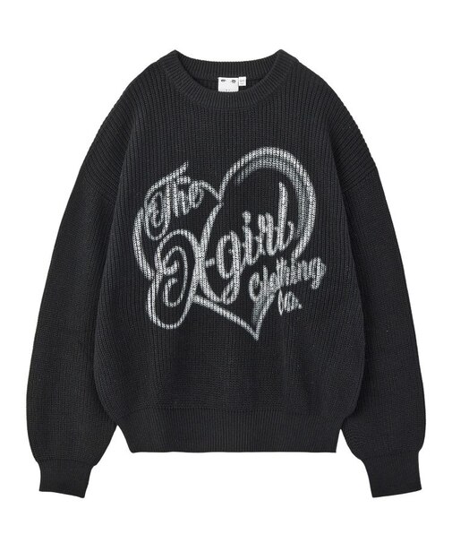 HEART SPRAY LOGO KNIT TOP