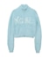 LOGO JACQUARD ZIP UP SHAGGY KNIT TOP