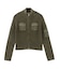 FADED WOVEN MIX ZIP UP KNIT TOP