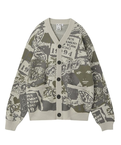 COLLAGE GRAPHIC JACQUARD KNIT CARDIGAN