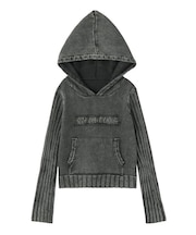 FADED WOVEN MIX KNIT HOODIE